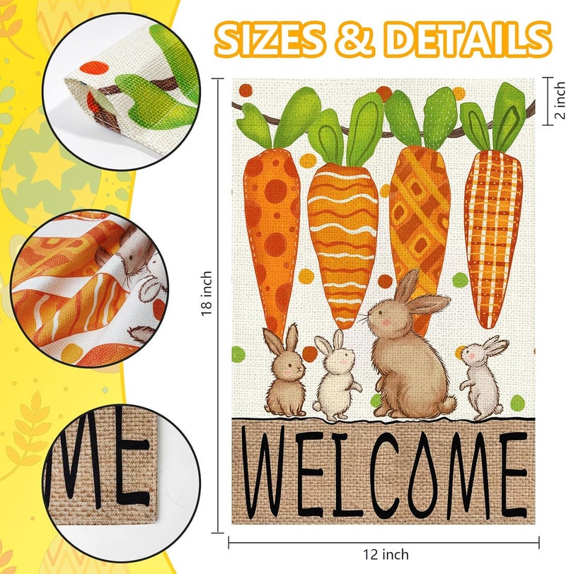 Agroon Easter Garden Flag 12x18 Inch, Double Sided Carrots Bunny Flag for Yard Outdoor Decoration - Image 5